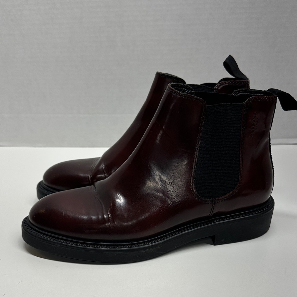 Vagabond Amina Chelsea Boots Ankle Leather Pull On Booties Bordeaux Red Size 6